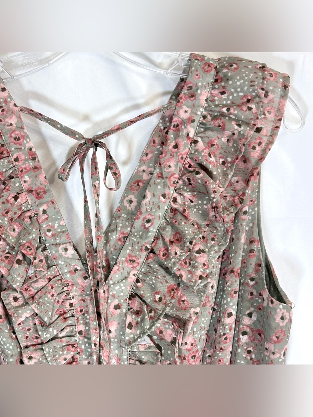 Perfectly Priscilla Boutique Mini Dress With A Green Pink Floral Pattern Size M - Picture 9 of 14